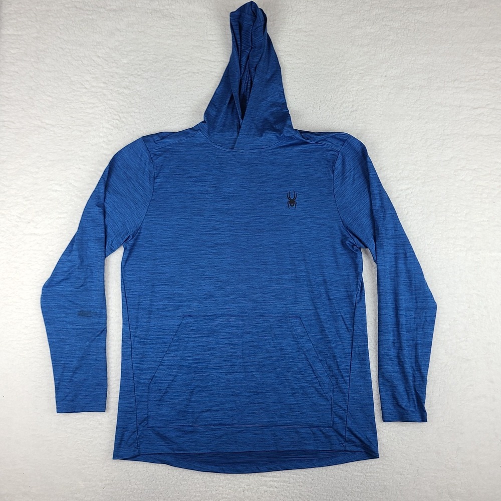 Spyder Hoodie Mens Large Blue Heathered‎ Active Sweater Activewear Lightweight